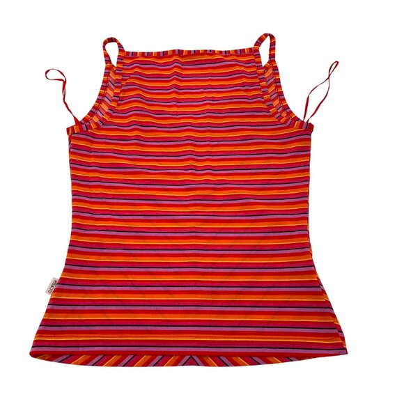 Guess Womens Striped V-Neck Sleeveless Tank Top L Red & Pink - Picture 6 of 6